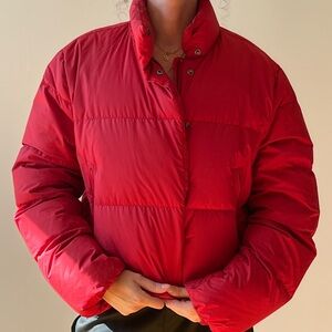 Athleta Red Cropped Puffer
